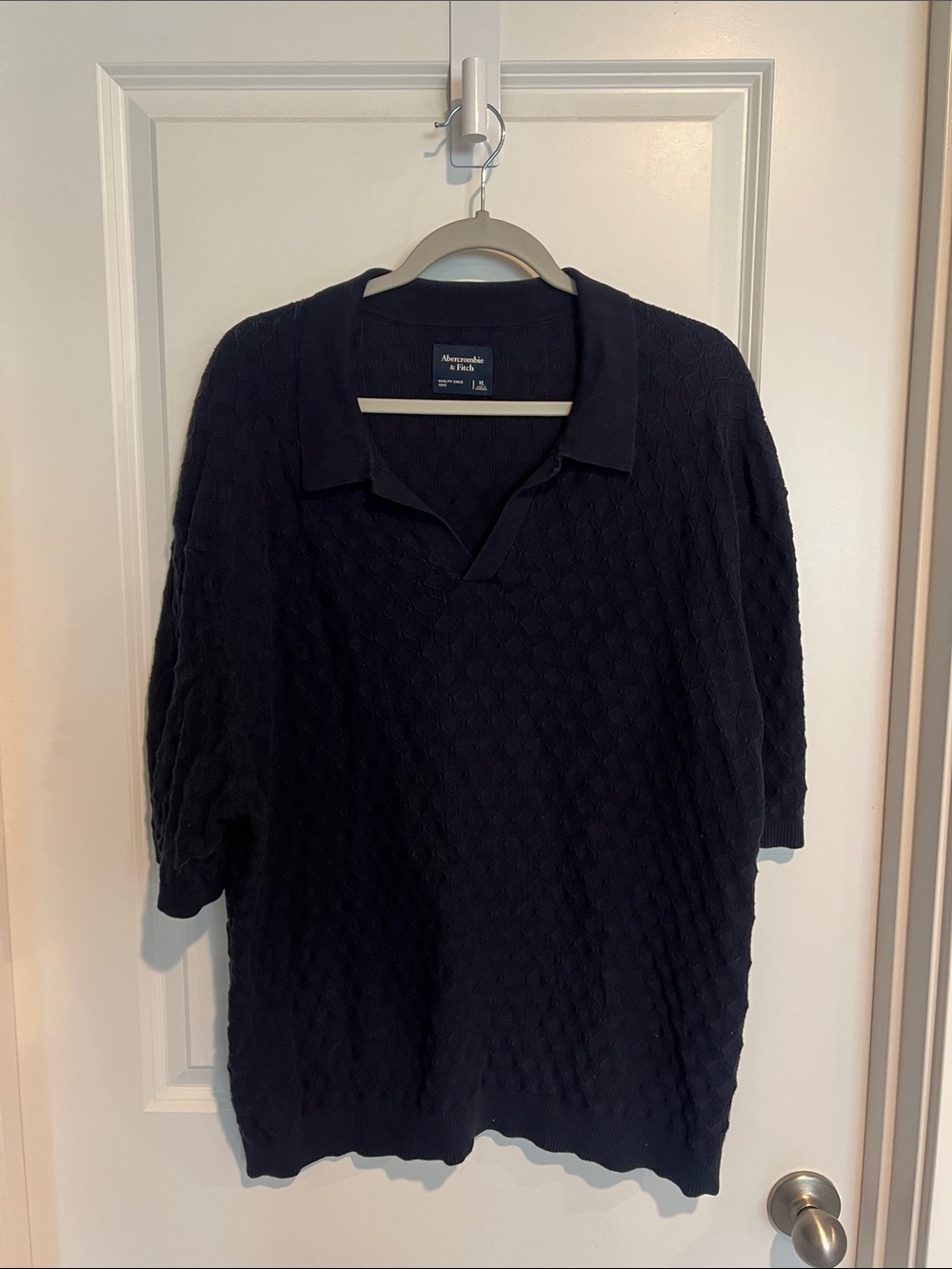 Abercrombie & Fitch Men’s Navy Textured Polo